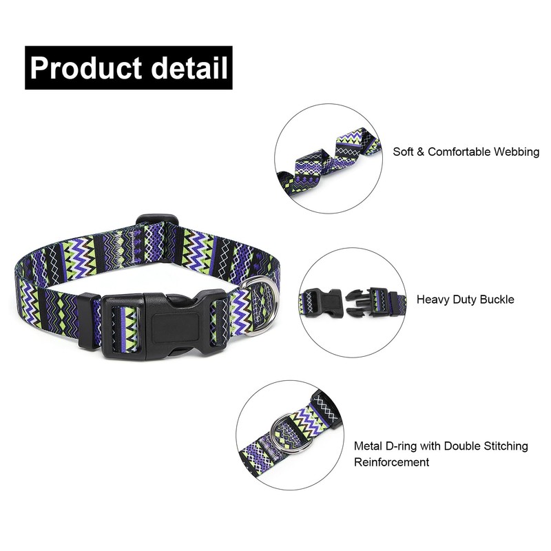 Suredoo Adjustable Dog Collar with Patterns, Ultra Comfy Soft Nylon