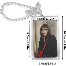 RUNRAYAY Acrylic Kpop Photocard Holder, 3 Inch Credit Id Bank Card Bus Card Student Card Pendant Keychain Badge Holder for Kids Teens Back to School (B)