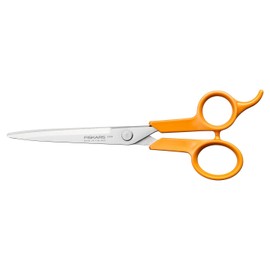 Fiskars Classic Hair Scissors, with Finger Rest, Right- and Left-Handed, Total Length: 17 cm, Improved Handle ergonomics, Quality Steel/Plastic, Orange, 1075062