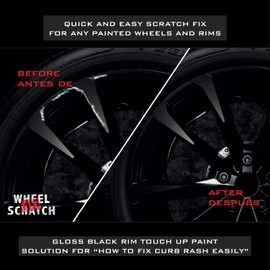 Wheel Scratch Fix Gloss Black Rim Touch Up Paint Kit, Car Wheel Scratch Repair Kit, Wheel Touch Up Paint Pen, curb rim repair kit, curb rash repair Kit, Universal Rim Alloy Gloss Black Wheel Paint (Gloss Black)