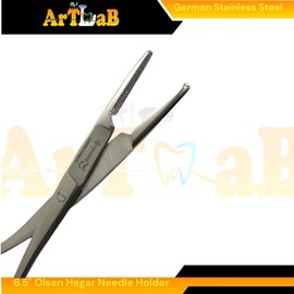 artlab 6.5in Olsen-Hegar Needle Holder Forceps with Scissors Blades Feature - Locking Gold Handle - Multi-Purpose Arts & Crafts Fishing Pliers
