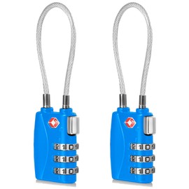 CFMOUR TSA Locks - 1, 2, 3, 4, 5, 6 Pack 3-Dial Travel Cable Combination Security Padlock for Suitcase Luggage Case Bag Code Lock - Blue (Pack of 2)