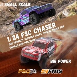 BEEZRC 1/24 FSC Chaser RC Truck 4WD Short Course Truck RTR Fast Off-Road Remote Control Truck Hobby RC Car High Speed Remote Control Car for Adults for Beginner Gift (Red)