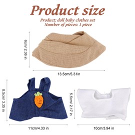 lasuroa Doll Clothes Set, Cute Dolls Outfit Including Bucket Hat T-Shirt Overalls Plush Toy Accessories Kawaii Chic Gift
