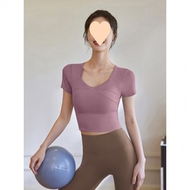 Women's Cushioned Yoga & Training Top - Slimming Spandex Fit, New Summer Collection Set Yellow [with Built-in Bra Pad]+XL 5ea