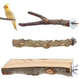 3 PCS Parrot Perch, Bird Perches for Cage, Natural Wood Perch for Budgie Lovebird Finches and Various birds, 15 cm Apple Wood and pepper wood