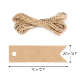G2PLUS Small Kraft Paper Labels Tags – 7 x 2 cm Gift Tags Mini – Pack of 200 Tags Labels with Jute String (Brown and White)