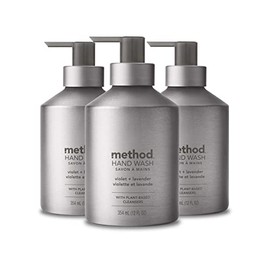 Method Gel Hand Soap, Violet + Lavender, Reusable Silver Aluminum Bottle, 12 oz, 3 Pack