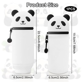 Mäppchen, Kawaii Federmäppchen Panda 2-in-1 Weiche Silikontasche Cartoon Federmäppchen Tier Stifthalter Bleistifttasche Mädchen Junge, für Kinder Schule Home Office Supplies