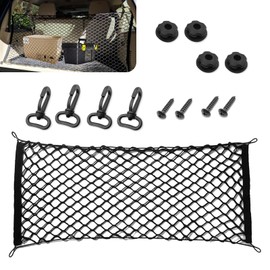 Bawkars Car Rear Cargo Net, Adjustable Elastic Trunk Storage Organizer Net, 35.43" x 11.81" Double-layer Storage Net with Hooks, Universal Automotive Interior Accessories for Most Cars (Black)