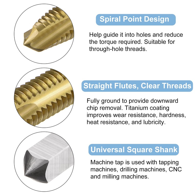 sourcing map 4pcs Spiral Point Plug Taps, M6 x 1