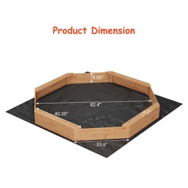 Wooden Octagon Sandbox with Cover, Outdoor Sand Box with 4 Bench Seats, Nylon Cover, Bottom Liner, Large Sandpit for Ages 3-8, Spacious Kids Sand Pit for Beach, Patio, Backyard