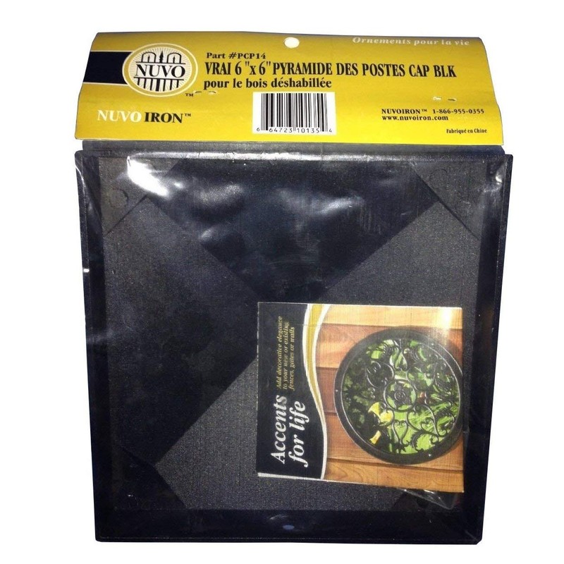 Nuvo Iron Pyramid Post Cap, 6" x 6",Black