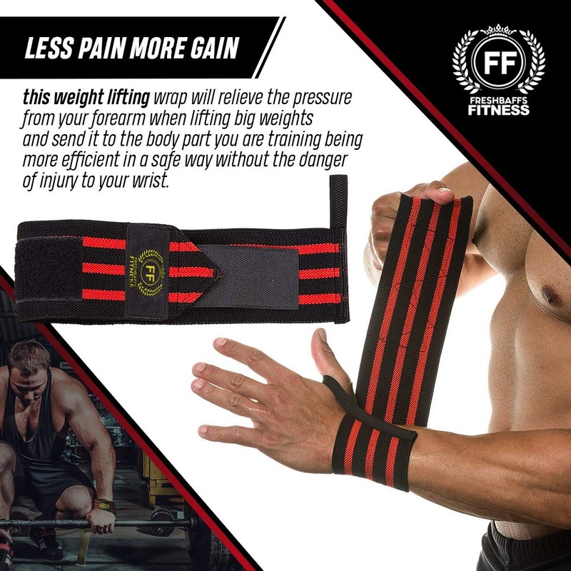 Freshbaffs Weight Lifting Wrist Support 1 Pair, 2 Wraps -