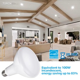 TORCHSTAR BR40 LED Light Bulbs, Indoor Flood Light Bulbs, Dimmable, 4000K Cool White, 100W Equivalent 17W, 1400lm, E26 Base, Recessed Can Light, Flicker-Free, UL & Energy Star Listed, Pack of 4