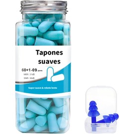 Timotech Juego de 60 Pares de Tapones de Oídos para Dormir, Tapones Auditivos de Espuma Ultra Suaves Reutilizables y con Cancelación de Ruido, Tapones para Natación, Ronquidos, Conciertos