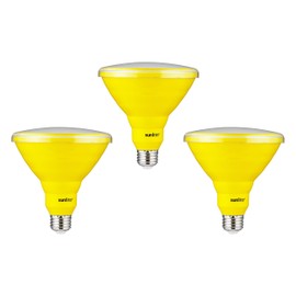Sunlite 40243 LED PAR38 Colored Recessed Bug Light Bulb, 15 watt (75w Equivalent), Medium (E26) Base, Floodlight, ETL Listed, Yellow, 3 Pack