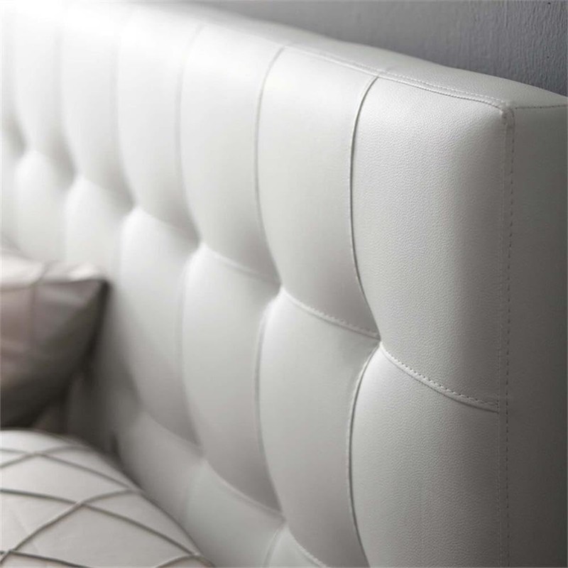 Hawthorne Collections Queen Vinyl Tufted Panel Headboard in White