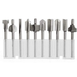 Mesee HSS Router Bits, 1/8 Inch(3mm) Shank Titanium Carbide Engraving Milling Cutter Bit Set Rotary Tools Accessories for DIY Woodworking Carving Trimming Drilling, Set of 10 Pieces