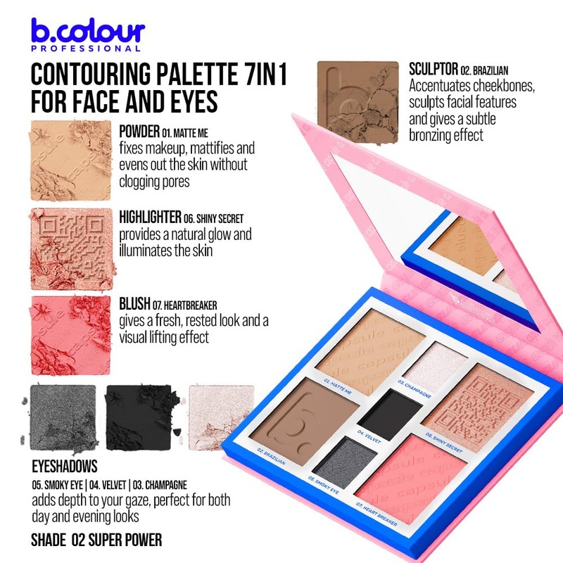 Contouring Face and Eyes Palette / 02 Super Power, Pro