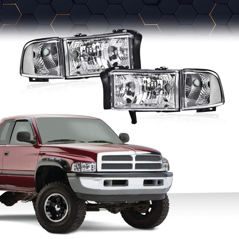 PIT66 Headlights Assembly Compatible with 1994-2001 Dodge Ram 1500/1994-2002 Dodge