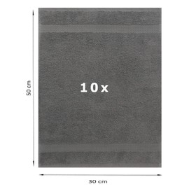 Betz Premium Guest Towel Set 100 % Cotton 30 x 50 cm Pack of 10, charcoal, 30 x 50 cm