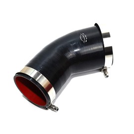 Universal TMKOOL 4-Ply Reinforced 3.75"-4" ID 45 Degree Elbow Reducer Coupler Silicone Hose + 2x T Bolt Clamp (Black, 3.75"-4")