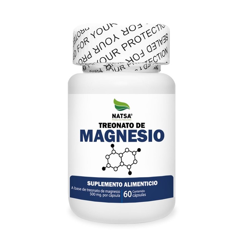 NATSA Treonato de Magnesio 60 Cápsulas 500 mg de Treonato