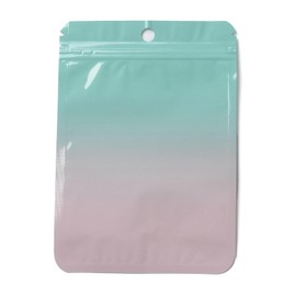 Airssory 100 Pieces 5.9 x 4.13 inch Gradient Green Pink PVC Ziplock Bags Glitter Rainbow Holographic Resealable Foil Bags for Small Business Travel Jewelry Storage