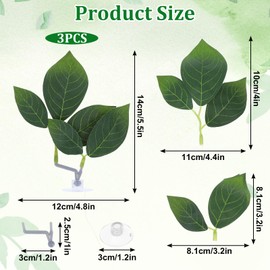 Xinjoduz 3 PCS Betta Leaf Hammock Fish Leaf Pad Fish Betta Resting Spawning Bed Aquarium Décor Simulating the Natural Habitat Spawning Grounds Resting Bed with Suction Cup Multi Design (Green)