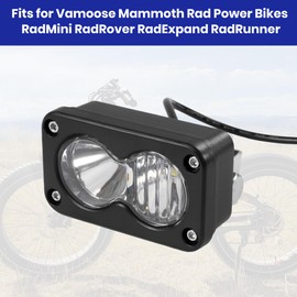 Headlight for Vamoose Mammoth Rad Power Bikes RadMini RadRover RadExpand RadRunner E-bike, 6000K 20W Waterproof E-bike Light（2 Pin）