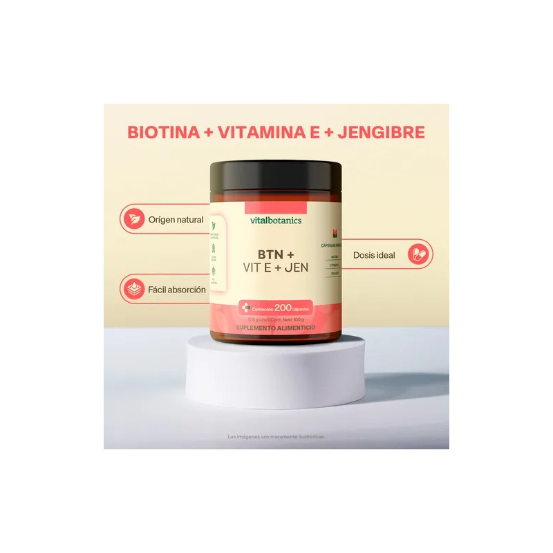 Vitamina E Biotina Pura Con 200 Capsulas Vitalbotanics