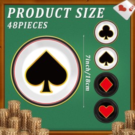 48Pcs Casino Party Paper Plates for Las Vegas Themed Party Supplies 7" Casino Night Party Disposable Plates Poker Dessert Plates for Game Night Birthday Poker Event Game Theme Favors Party Decorations