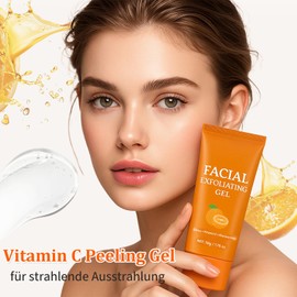 Vitamin C Orange Peeling Gel mit Niacinamid, Exfoliating & Brightening Gel sanftes Gesichtspeeling, Hyaluron Peeling Gesicht für Tiefenreinigung & Porenverfeinerung, entfernt abgestorbene Hautzellen