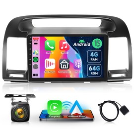 4G+64G Android 13 Car Radio for Toyota Camry 2000-2006, Rimoody Car Stereo Wireless Carplay Andorid auto Mirror Link 9'' HD Touchscreen GPS WiFi Bluetooth FM/RDS EQ-32 SWC Split Screen Backup Camera