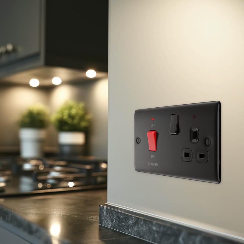 BG Electrical Cooker Switch with Socket and LED, Cooker Control
