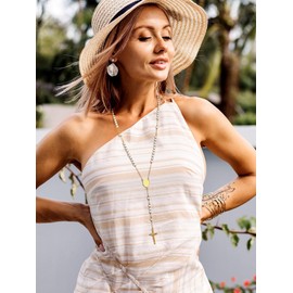 FaithHeart White Pearl Rosary Necklace with Crucifix Cross, Virgin Mary Rosary Beads Necklace for Women Catholic or Christian Gift