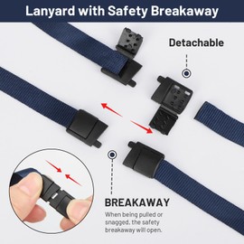 Segus Lanyard Safety Clasp, Pack of 20 Lanyard with Carabiner, Lanyards with Rotating Metal Clip, for ID Card Holders, Sports Whistles, Keys (Dark Blue)
