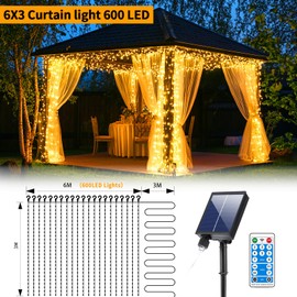 GCMacau Curtain Lights Solar 6 x 3 m Warm