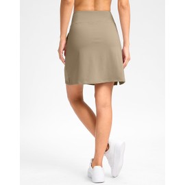 Viodia Falda pantalón de 45 cm para mujer con bolsillos, cintura alta, para golf y tenis, larga hasta la rodilla, elegante e informal, color caqui.