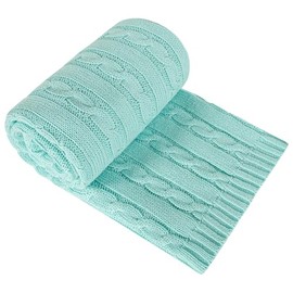Cotton Cable Knit Toddler Blanket, Breathable and Super Soft 30x40 Baby Blanket for Crib, Stroller, Nursery, Travel, Turquoise