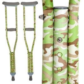 My Crutches-Fashion Designed Colored Crutches for Teens, Adults w Adjustable Handgrip & Length (Heights 5'2" - 5'10") - Lightweight, Durable Aluminum w Underarm Padding for Extra Comfort (Green Camo)