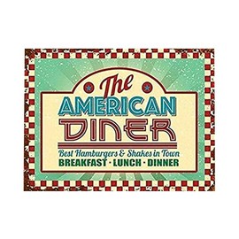 The American Diner. Roadside Cafe, 50's, 60's Dinner Sign Retro Metal Sign Wall Decor Retro Metal Sign 8X12 inch