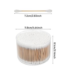 500 Stück Wattestäbchen, Wattestäbchen Bambus mit Doppelrunde Dicke Spitzen, Bamboo Cotton Swab, Ohrstäbchen Bambus, Bamboo Cotton Bud, Bambus Ohrstöpsel Wattestäbchen für Make-Up Schmuck und Ohren