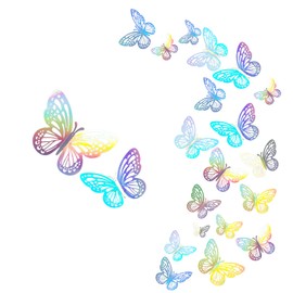Viiotu 72pcs 3D Butterfly Wall Stickers,3 Size Removable Butterflies with 72 Dot Glue for Nursery Wall,3D Pet Butterfly Decorations for Bedroom Birthday Baby Girl Room (Set 3)