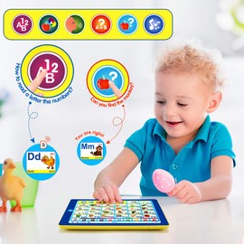 6-in-1 Kids Tablet with ABC/Words/Numbers/Color/Games/Music - Interactive Educational Electronic Toys Makes Learning Fun, Toddler Learning Toys Gifts for Age 3 4 5 Year Old Boys Girls&Preschool