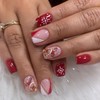 YEFIUO Christmas Red Press on Nails Short Square Xmas Cute