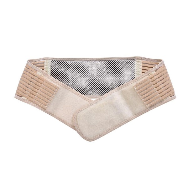 Lower Back Brace Support Tourmaline Self-heating Lumbar Support Wrap Unisex Therapy Waist Belt with Breathable Mesh and Dual Adjustable Straps for Back Lower Back Lumbar Pain Relief (L - Beige)