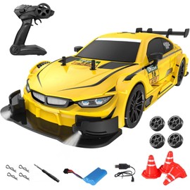Authticar Remote Control Car RC Drift Car, 1:16 Scale Electric RC Car with LED Lights 2.4GHz 4WD 40km/h RTR High Speed Racing Sport Toy Car for Adults Boys Girls Kids Gifts(Yellow)