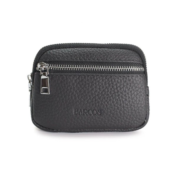 Balcos Shrink Leather, Cowhide Leather Coin Case with Key Ring,